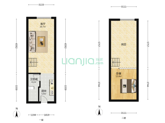 鲁商金茂国际广场 1室1厅1卫 48平方