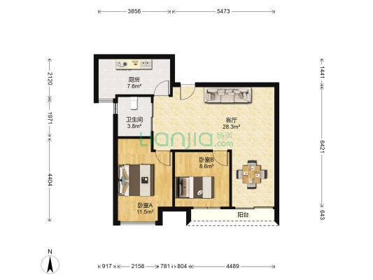 新界一号 2室1厅1卫 69平方
