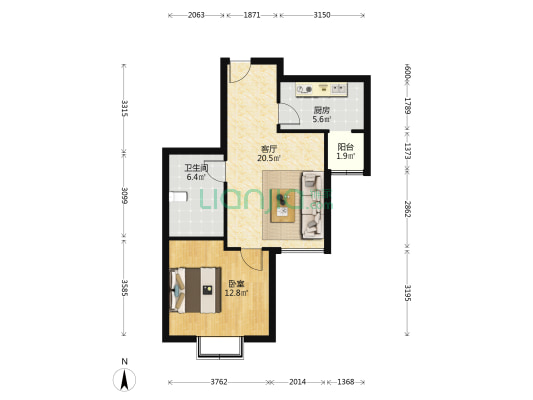 凤展园 1室1厅1卫 69平方