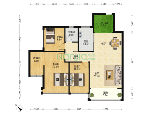 华发广场横琴府（19地块） 3室1厅1卫 108平方