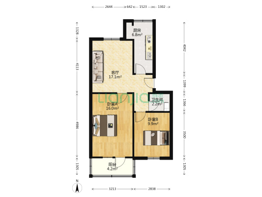 棉麻小区 2室1厅1卫 68平方