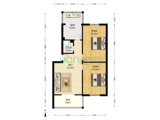 玉双苑(青羊) 2室1厅1卫 82平方