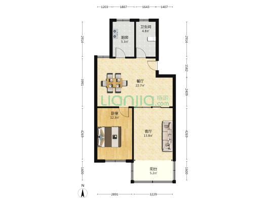 怡景苑 1室2厅1卫 109平方