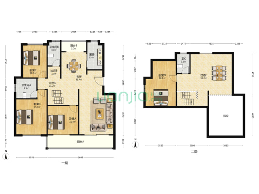 锦泽花园 4室1厅3卫 125平方