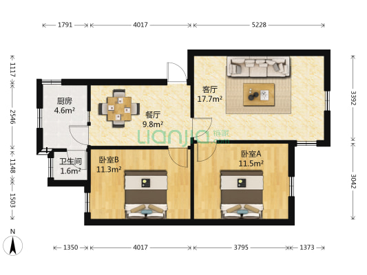 穿金路591号云通服职工住宅区 2室2厅1卫 58平方