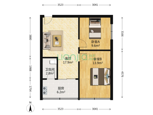 树蓓街106号 2室1厅1卫 58平方