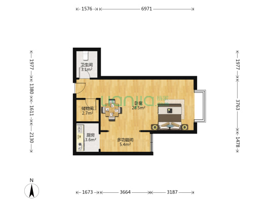 大兴新悦城 2室0厅1卫 58平方