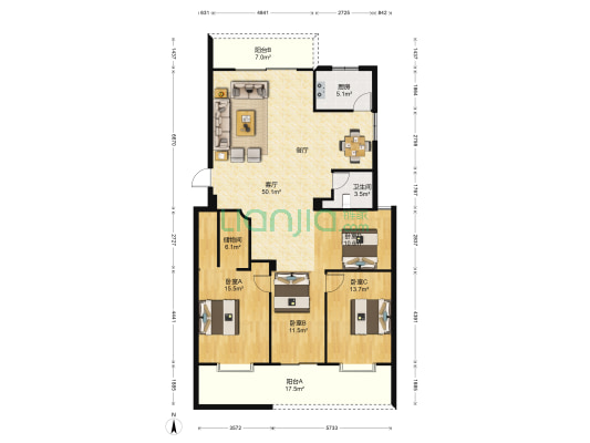 长山碧水 4室1厅1卫 141平方