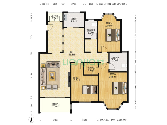 伊顿花园 3室1厅2卫 145平方