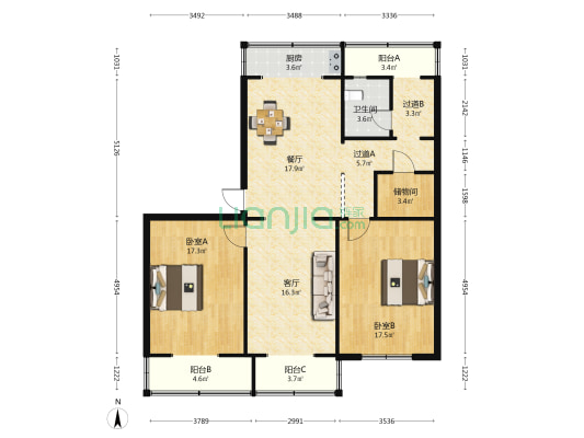 集资楼宿舍 2室2厅1卫 112平方