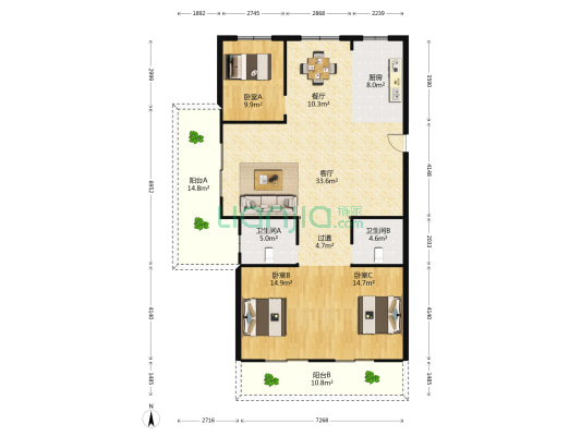 金都花苑(桐乡市) 3室2厅2卫 155平方