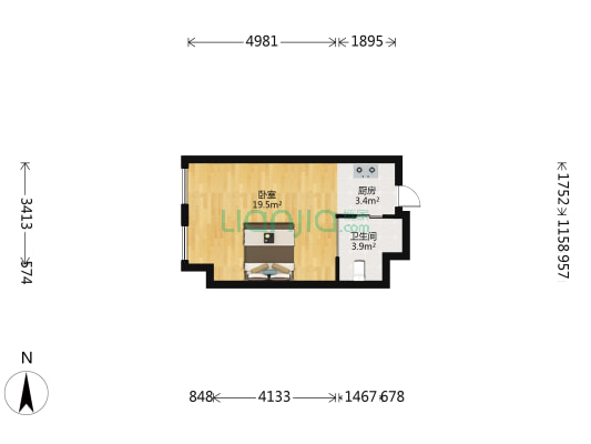 中金大厦 1室0厅1卫 42平方