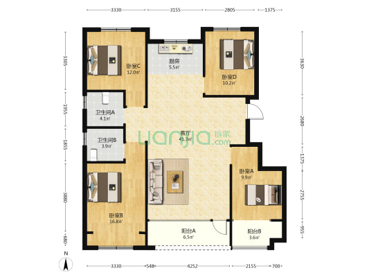 恒信浞河公馆 4室1厅2卫 138平方