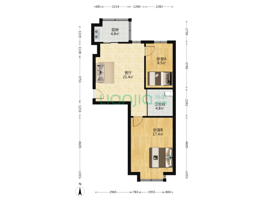 御龙逸城3期 2室1厅1卫 68平方