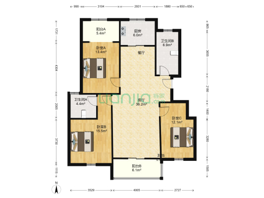 昌隆·御景苑 3室1厅2卫 128平方