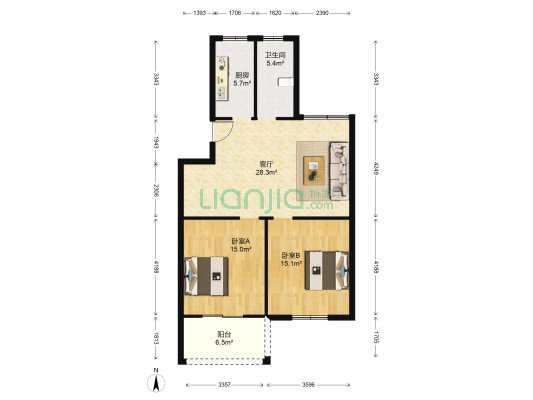 颐园世家 2室1厅1卫 83平方