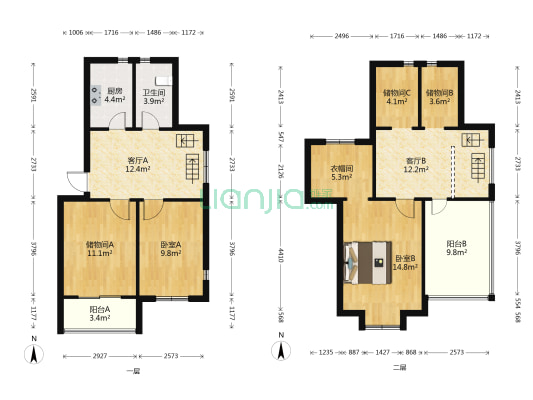 黄溇花园三期西区 2室2厅1卫 102平方