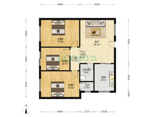 文体巷26号 3室1厅2卫 79平方