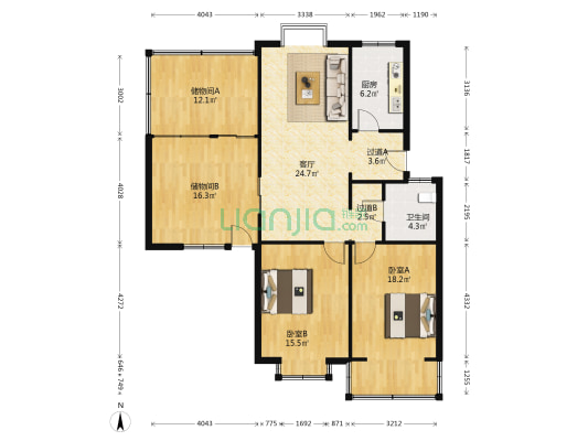昌安家园北区 2室1厅1卫 96平方