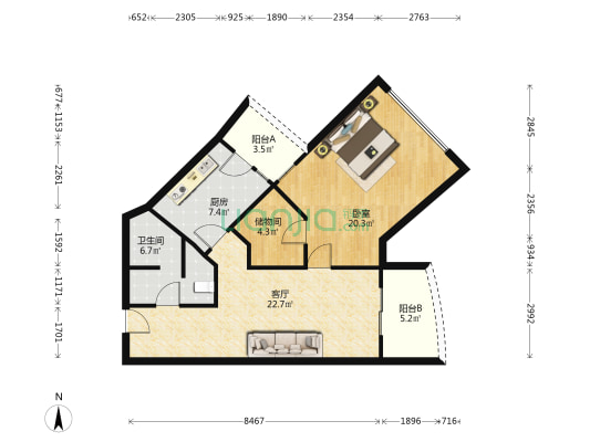 钻石碧云苑 1室1厅1卫 95平方