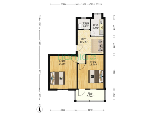 小卫街11号 2室1厅1卫 61平方