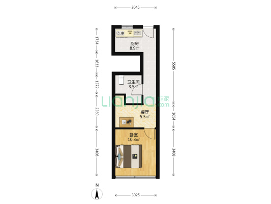 泰康路21号 1室1厅1卫 36平方