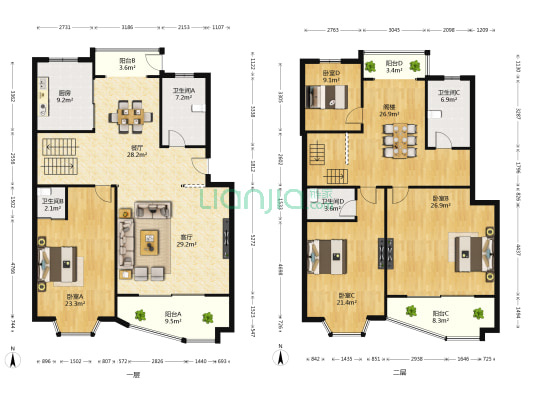 阳光嘉园 4室2厅4卫 242平方