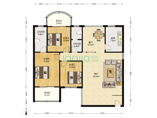 杨铭园 3室2厅2卫 142平方