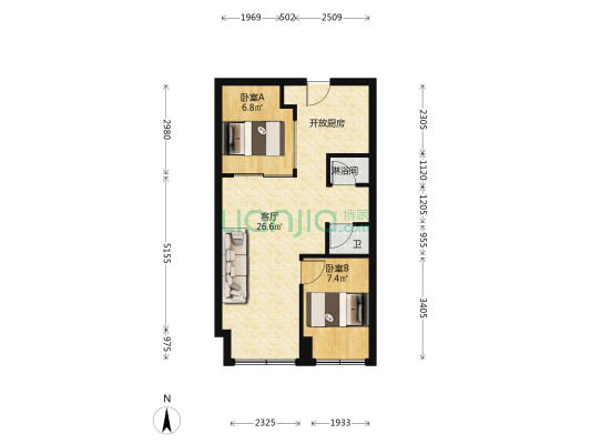 永立龙寓 2室1厅2卫 66平方