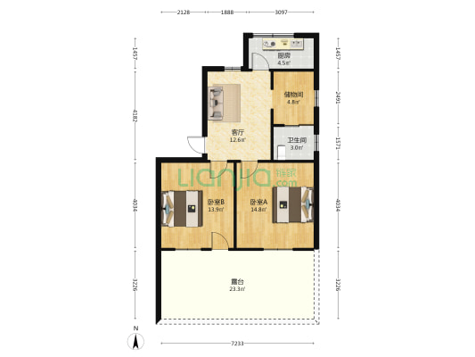 城南路三踏步 2室1厅1卫 72平方