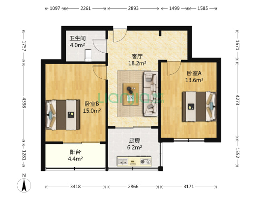 国税局小区 2室1厅1卫 66平方