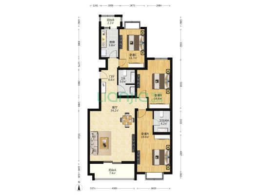 栖美园 3室1厅2卫 149平方