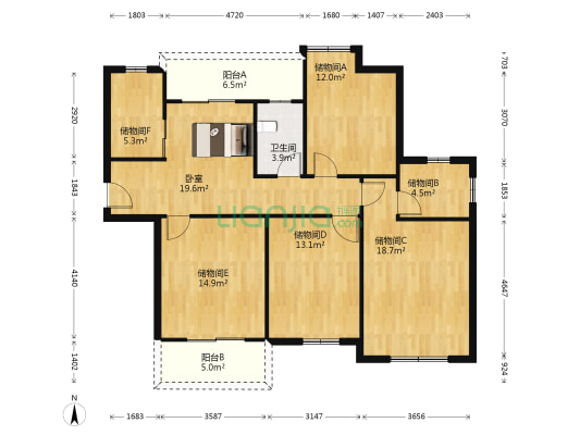 义和苑 1室0厅1卫 136平方