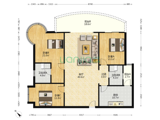 重庆公馆 3室1厅2卫 165平方