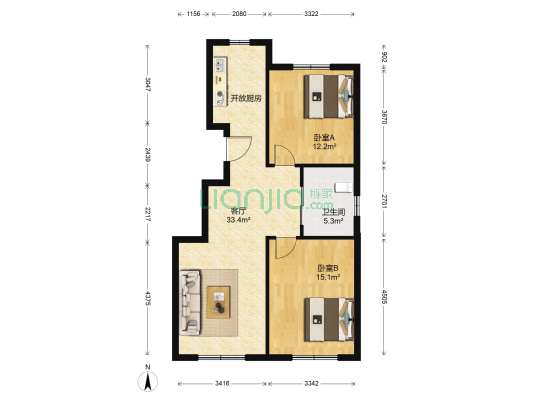 四季中央 2室1厅1卫 88平方