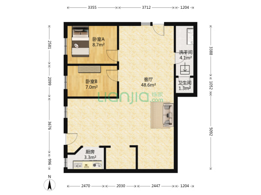 顺水街 2室1厅2卫 101平方