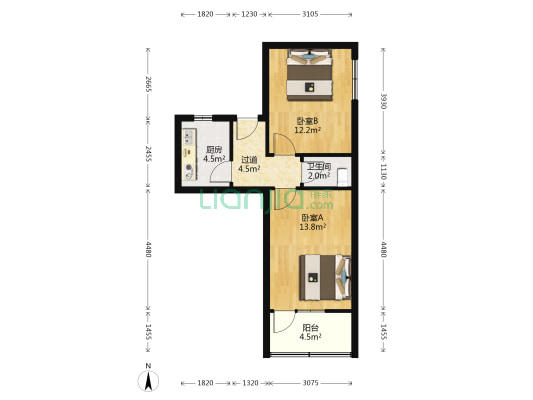 长兴路 2室0厅1卫 54平方