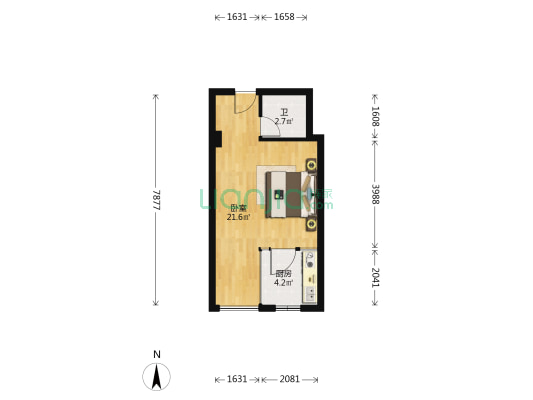 蜜立方 1室0厅1卫 43平方