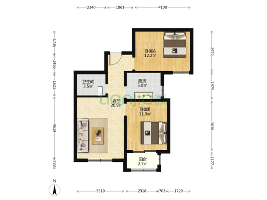 东惠家园4号院 2室1厅1卫 81平方