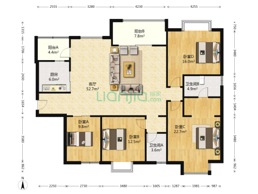 万科金域缇香 4室1厅2卫 153平方