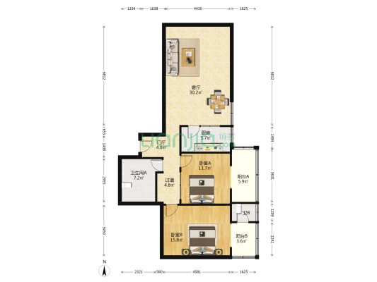远丰大厦 2室1厅2卫 116平方