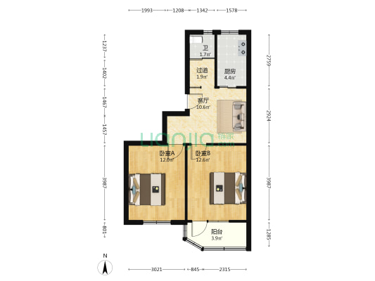 安徽大剧院家属宿舍楼 2室1厅1卫 59平方