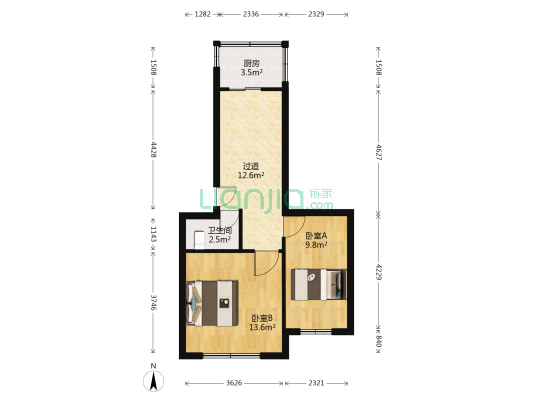 杨树街 2室0厅1卫 55平方