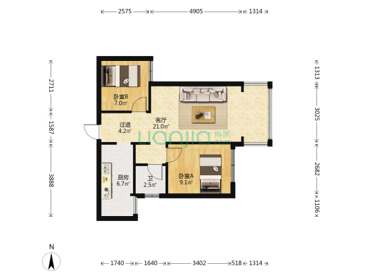 青秀楠庭 2室1厅1卫 64平方