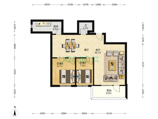 金溪大厦 2室1厅1卫 78平方
