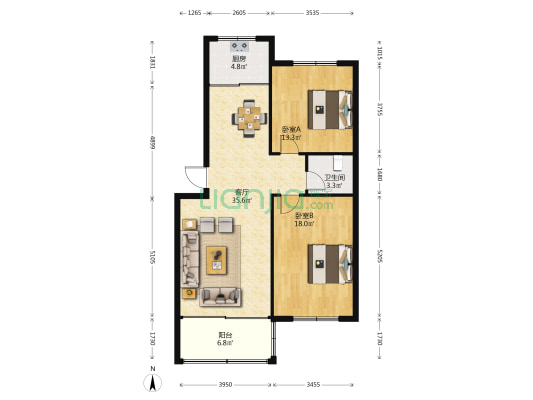 汇景新城 2室1厅1卫 99平方