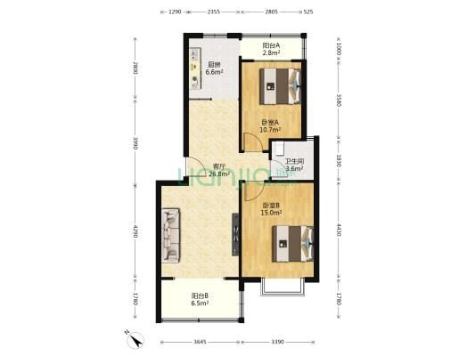 新蜀花园五公寓 2室1厅1卫 85平方