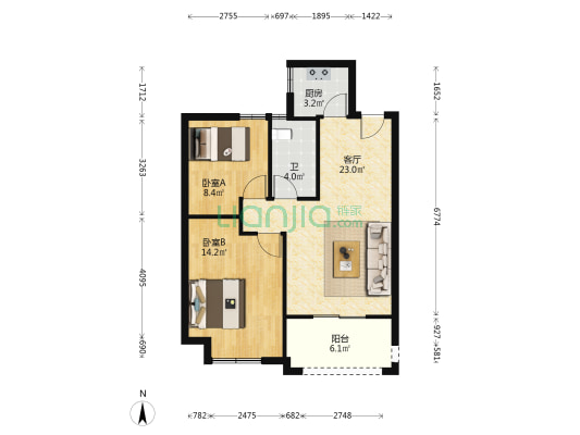 甬樾湾东区 2室1厅1卫 71平方