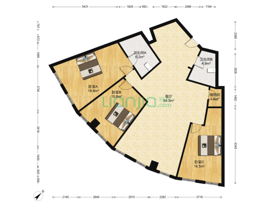 中铁瑞达广场 3室1厅2卫 210平方
