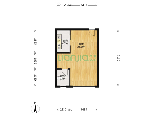 御府中央 1室0厅1卫 50平方